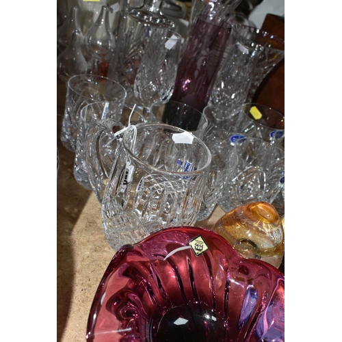 479 - A COLLECTION OF CUT CRYSTAL, comprising a Stuart crystal tankard, an amethyst coloured Caithness vas... 