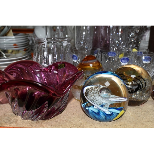 479 - A COLLECTION OF CUT CRYSTAL, comprising a Stuart crystal tankard, an amethyst coloured Caithness vas... 