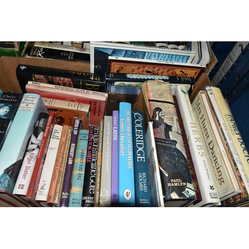 483 - SEVEN BOXES OF BOOKS, INTERIORS MAGAZINES AND OVER FIFTY L.P. RECORDS, to include Brahms, Vivaldi, B... 