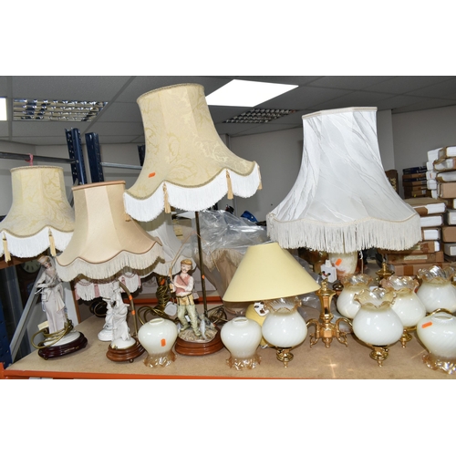 486 - A QUANTITY OF LAMPS AND LIGHT FITTINGS, generally modern or late twentieth century to include three ... 