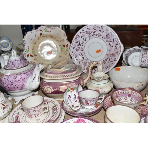 487 - A QUANTITY OF 19TH CENTURY SUNDERLAND LUSTRE TEA WARES AND OTHER LATE 18TH & 19TH CENTURY CERAMICS, ... 