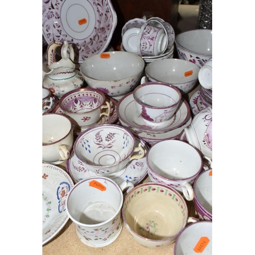 487 - A QUANTITY OF 19TH CENTURY SUNDERLAND LUSTRE TEA WARES AND OTHER LATE 18TH & 19TH CENTURY CERAMICS, ... 