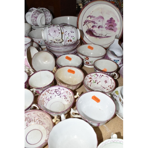 487 - A QUANTITY OF 19TH CENTURY SUNDERLAND LUSTRE TEA WARES AND OTHER LATE 18TH & 19TH CENTURY CERAMICS, ... 