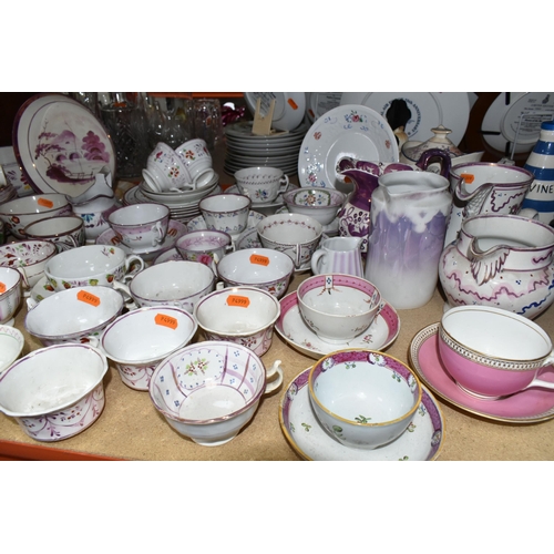 487 - A QUANTITY OF 19TH CENTURY SUNDERLAND LUSTRE TEA WARES AND OTHER LATE 18TH & 19TH CENTURY CERAMICS, ... 