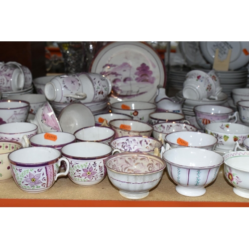 487 - A QUANTITY OF 19TH CENTURY SUNDERLAND LUSTRE TEA WARES AND OTHER LATE 18TH & 19TH CENTURY CERAMICS, ... 