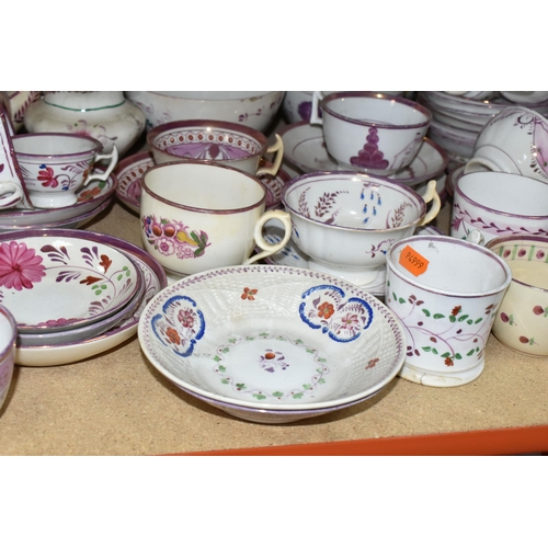 487 - A QUANTITY OF 19TH CENTURY SUNDERLAND LUSTRE TEA WARES AND OTHER LATE 18TH & 19TH CENTURY CERAMICS, ... 