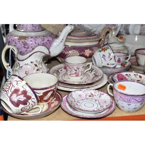 487 - A QUANTITY OF 19TH CENTURY SUNDERLAND LUSTRE TEA WARES AND OTHER LATE 18TH & 19TH CENTURY CERAMICS, ... 