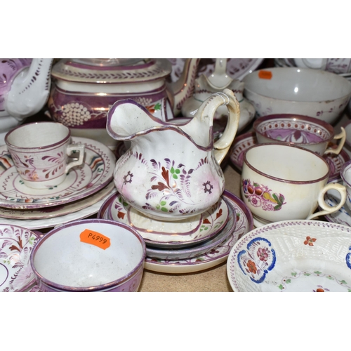 487 - A QUANTITY OF 19TH CENTURY SUNDERLAND LUSTRE TEA WARES AND OTHER LATE 18TH & 19TH CENTURY CERAMICS, ... 