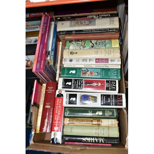 489 - FIVE BOXES OF BOOKS comprising approximately eighty-five titles, mostly in hardback format, subjects... 