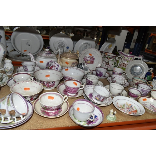 498 - A COLLECTION OF 19TH CENTURY TRANSFER PRINTED WARES, SUNDERLAND LUSTRE TEA WARES AND OTHER 19TH CENT... 