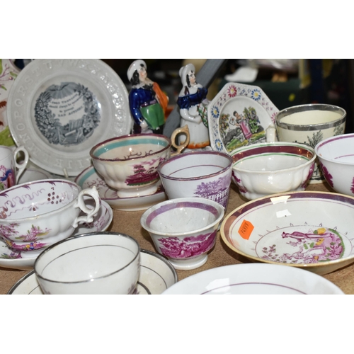 498 - A COLLECTION OF 19TH CENTURY TRANSFER PRINTED WARES, SUNDERLAND LUSTRE TEA WARES AND OTHER 19TH CENT... 