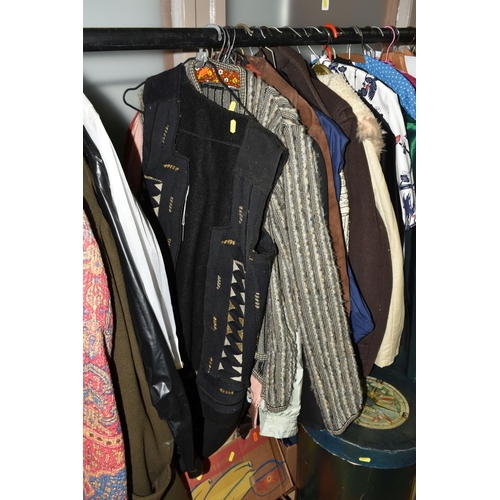 511 - EIGHT BOXES AND LOOSE VINTAGE CLOTHING AND ACCESSORIES, to include shoes, bags, scarves, jackets inc... 