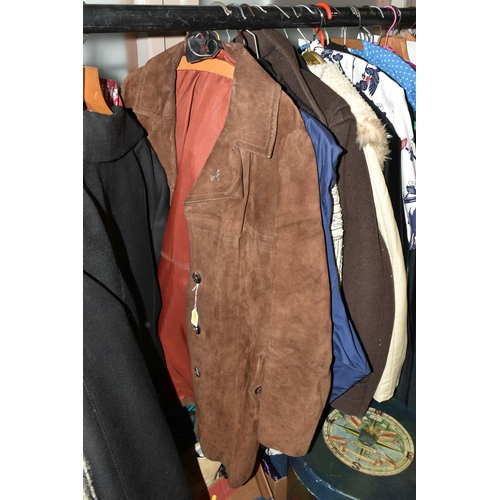 511 - EIGHT BOXES AND LOOSE VINTAGE CLOTHING AND ACCESSORIES, to include shoes, bags, scarves, jackets inc... 