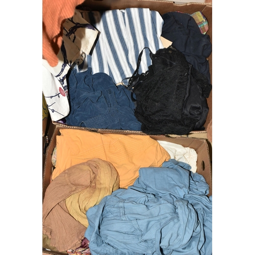 511 - EIGHT BOXES AND LOOSE VINTAGE CLOTHING AND ACCESSORIES, to include shoes, bags, scarves, jackets inc... 