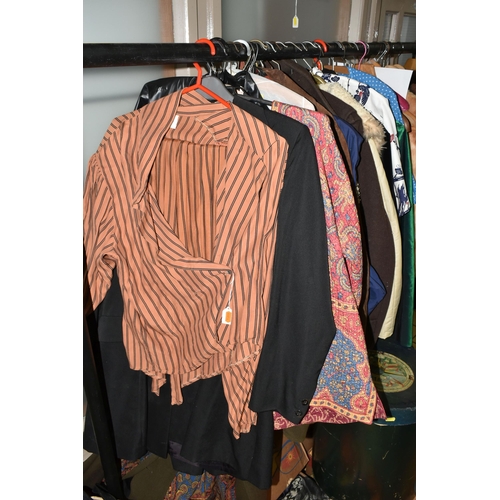 511 - EIGHT BOXES AND LOOSE VINTAGE CLOTHING AND ACCESSORIES, to include shoes, bags, scarves, jackets inc... 