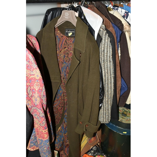 511 - EIGHT BOXES AND LOOSE VINTAGE CLOTHING AND ACCESSORIES, to include shoes, bags, scarves, jackets inc... 