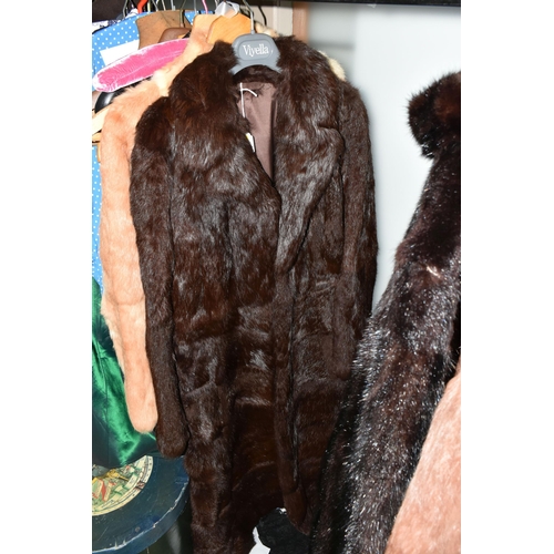 512 - SEVEN FUR COATS, ladies assorted furs, brown, grey, beige, apricot, dark brown, sizes vary between 1... 