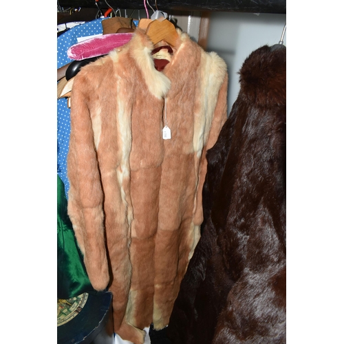 512 - SEVEN FUR COATS, ladies assorted furs, brown, grey, beige, apricot, dark brown, sizes vary between 1... 