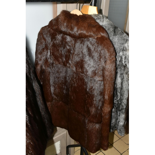 512 - SEVEN FUR COATS, ladies assorted furs, brown, grey, beige, apricot, dark brown, sizes vary between 1... 