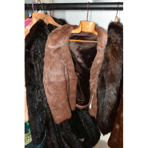 512 - SEVEN FUR COATS, ladies assorted furs, brown, grey, beige, apricot, dark brown, sizes vary between 1... 