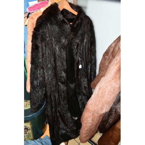 512 - SEVEN FUR COATS, ladies assorted furs, brown, grey, beige, apricot, dark brown, sizes vary between 1... 