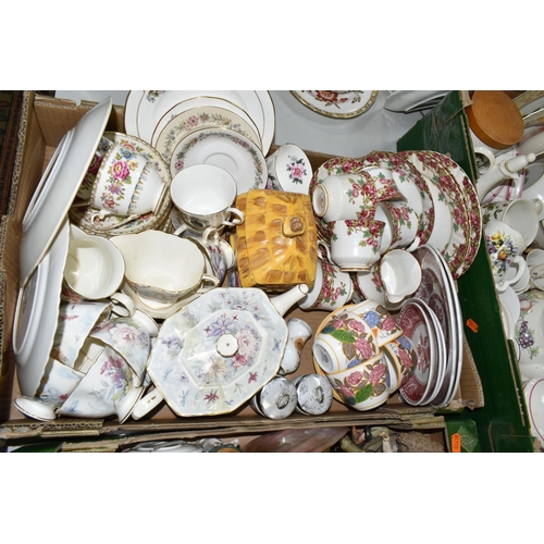 533 - FIVE BOXES OF CERAMICS AND ORNAMENTS, to include a Lean Green Fat Grilling Machine, bird and bear or... 