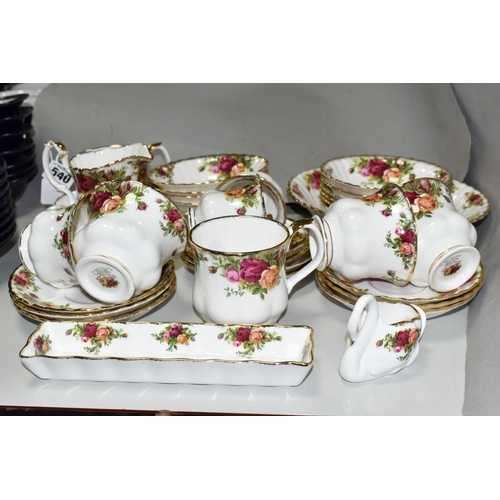 540 - A GROUP OF ROYAL ALBERT 'OLD COUNTRY ROSES' PATTERN TEAWARE, comprising twelve fruit dishes, two mug... 