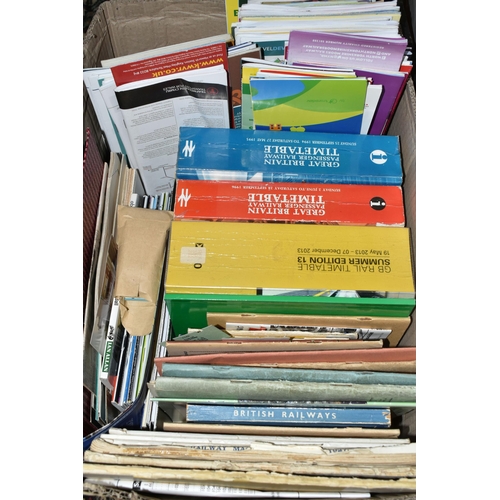 543 - SEVEN BOXES OF RAILWAY EPHEMERA to include approximately thirty-seven book titles in hardback format... 