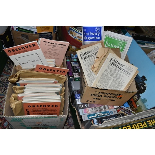 543 - SEVEN BOXES OF RAILWAY EPHEMERA to include approximately thirty-seven book titles in hardback format... 