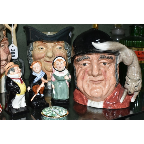 388 - A GROUP OF ROYAL DOULTON CHARACTER JUGS AND FIGURES, comprising a limited edition 'The Antagonists' ... 