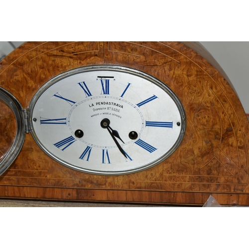 400 - TWO FRENCH CLOCKS, comprising a French  F.F.R Morbier Art Deco style  wall clock, oak veneer case wi... 