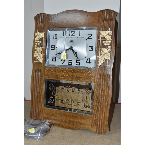 400 - TWO FRENCH CLOCKS, comprising a French  F.F.R Morbier Art Deco style  wall clock, oak veneer case wi... 