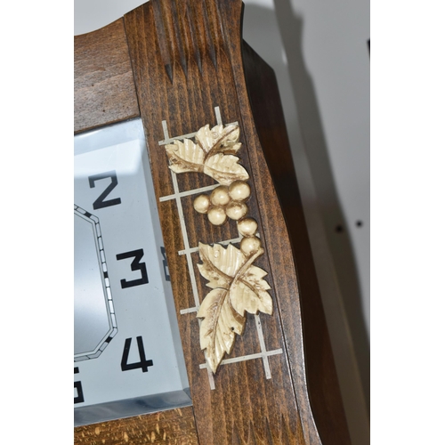 400 - TWO FRENCH CLOCKS, comprising a French  F.F.R Morbier Art Deco style  wall clock, oak veneer case wi... 