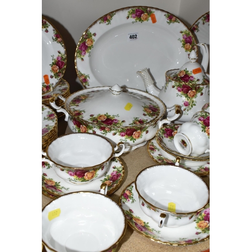 402 - A LARGE QUANTITY OF ROYAL ALBERT 'OLD COUNTRY ROSES' PATTERN DINNERWARE, comprising two oval serving... 