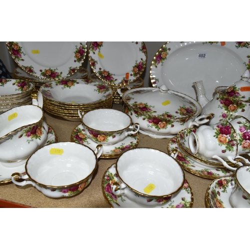 402 - A LARGE QUANTITY OF ROYAL ALBERT 'OLD COUNTRY ROSES' PATTERN DINNERWARE, comprising two oval serving... 