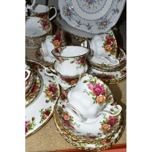 414 - ROYAL ALBERT 'OLD COUNTRY ROSES' PATTERN DINNERWARE, comprising a cake stand, coffee pot, fourteen f... 