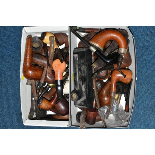 442 - TWO BOXES OF GENTLEMEN'S TOBACCO PIPES, approximately forty-six vintage and antique pipes to include... 