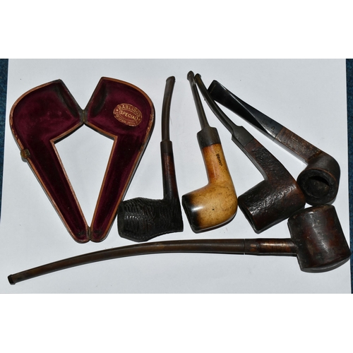 442 - TWO BOXES OF GENTLEMEN'S TOBACCO PIPES, approximately forty-six vintage and antique pipes to include... 