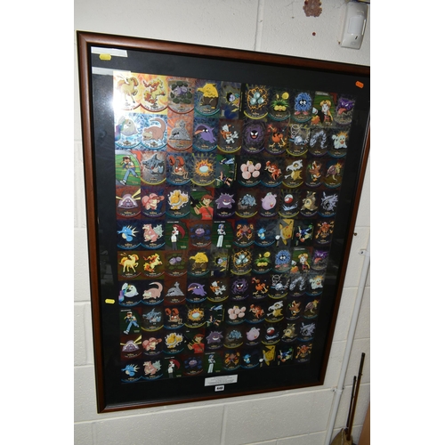 TWO FRAMED TOPPS POKEMON CARD FACTORY SHEETS, factory sheets that were  given out as an employee gift