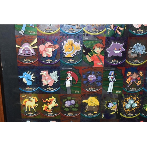 TWO FRAMED TOPPS POKEMON CARD FACTORY SHEETS, factory sheets that were  given out as an employee gift