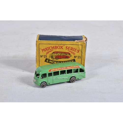 11 - THREE BOXED LESNEY MATCHBOX SERIES MODEL DIE-CAST VEHICLES, to include a Moko Lesney London to Glasg... 