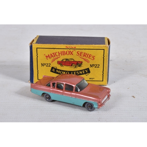 14 - A BOXED DIE-CAST MOKO LESNEY MATCHBOX SERIES VAUXHALL CRESTA NO. 22, painted with a reddish brown to... 