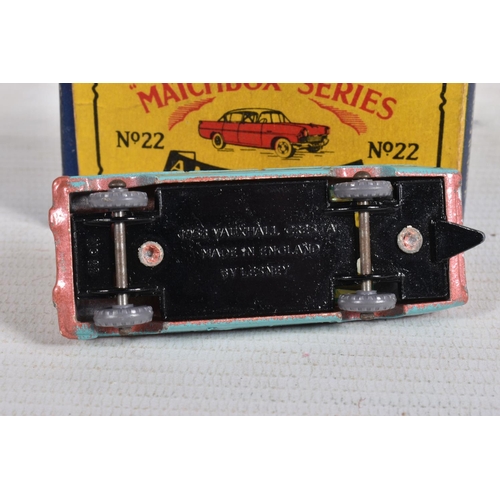 14 - A BOXED DIE-CAST MOKO LESNEY MATCHBOX SERIES VAUXHALL CRESTA NO. 22, painted with a reddish brown to... 