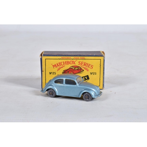 15 - TWO BOXED MATCHBOX SERIES MODEL DIE-CAST VEHICLES, to inlcude a Moko Lesney Volkswagen no. 25, sky b... 