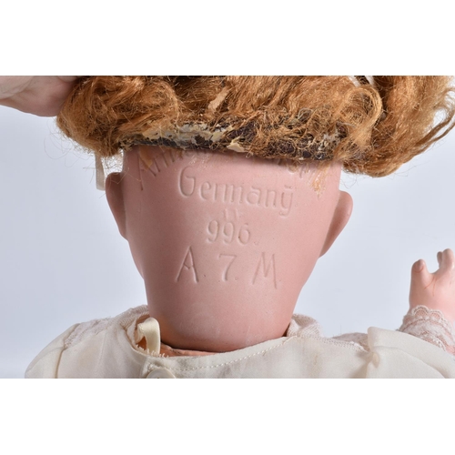 34 - AN ARMAND MARSEILLE BISQUE HEAD DOLL, nape of neck marked 'Armand Marseille Germany 996 A.7.M', slee... 