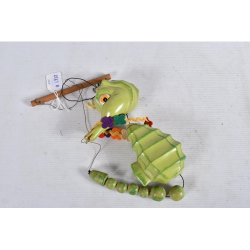 38 - A BOXED PELHAM SL63 GREEN SEAHORSE PUPPET,  version with wooden bead tail, appears complete and in g... 