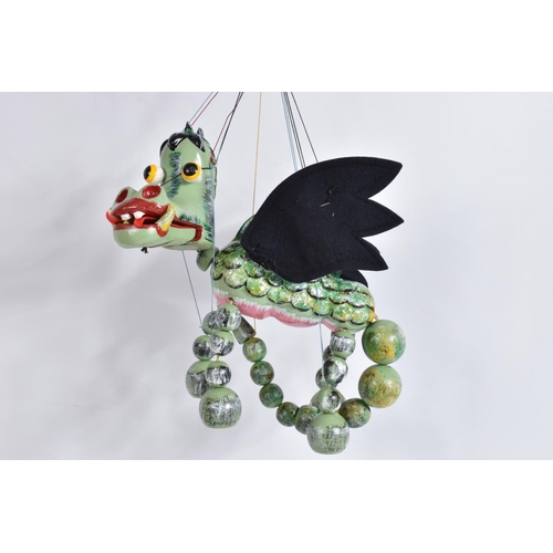 52 - THREE BOXED PELHAM PUPPETS, Mother Dragon, Baby Dragon and Frog, all appear complete and in fairly g... 