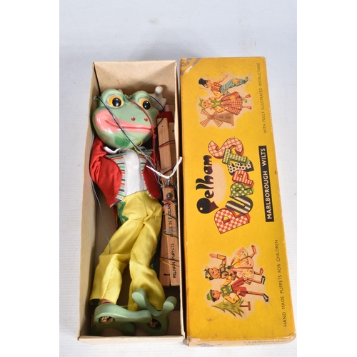 52 - THREE BOXED PELHAM PUPPETS, Mother Dragon, Baby Dragon and Frog, all appear complete and in fairly g... 