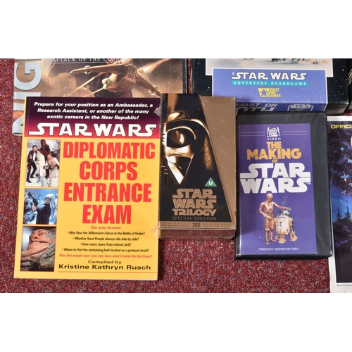 6 - A COLLECTION OF STAR WARS COLLECTABLES, VHS, FIGURES AND GAMES, to include a sealed Star wars Trilog... 