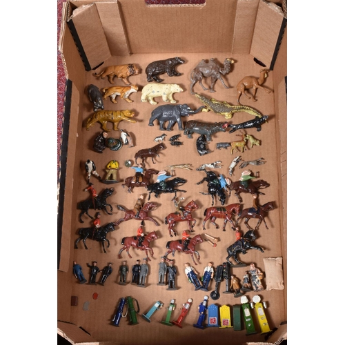 8 - A QUANTITY OF ASSORTED HOLLOWCAST FIGURES, ANIMALS AND ACCESSORIES, mainly Britains and John Hill & ... 